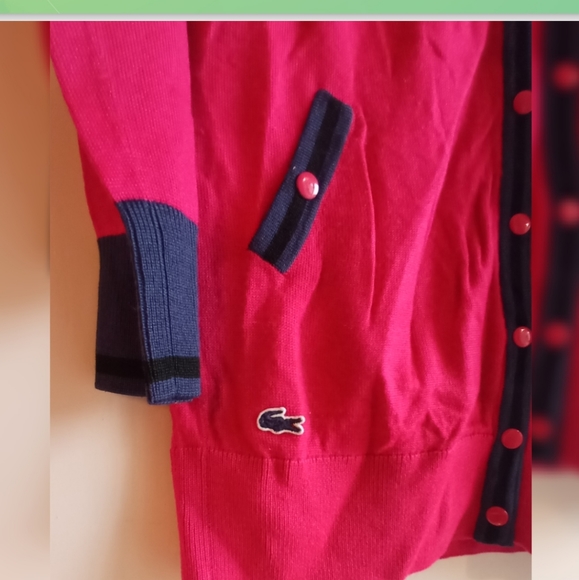 Lacoste Pink and Navy Cardigan - Picture 5 of 11